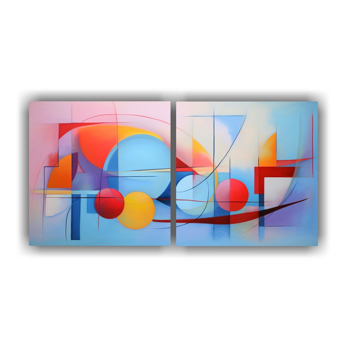 GENERICO - Cuadros Abstractos Tonos Pastel Arte En Dibujo 140x70 Cm