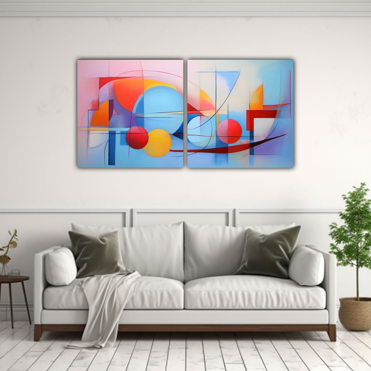 GENERICO - Cuadros Abstractos Tonos Pastel Arte En Dibujo 140x70 Cm