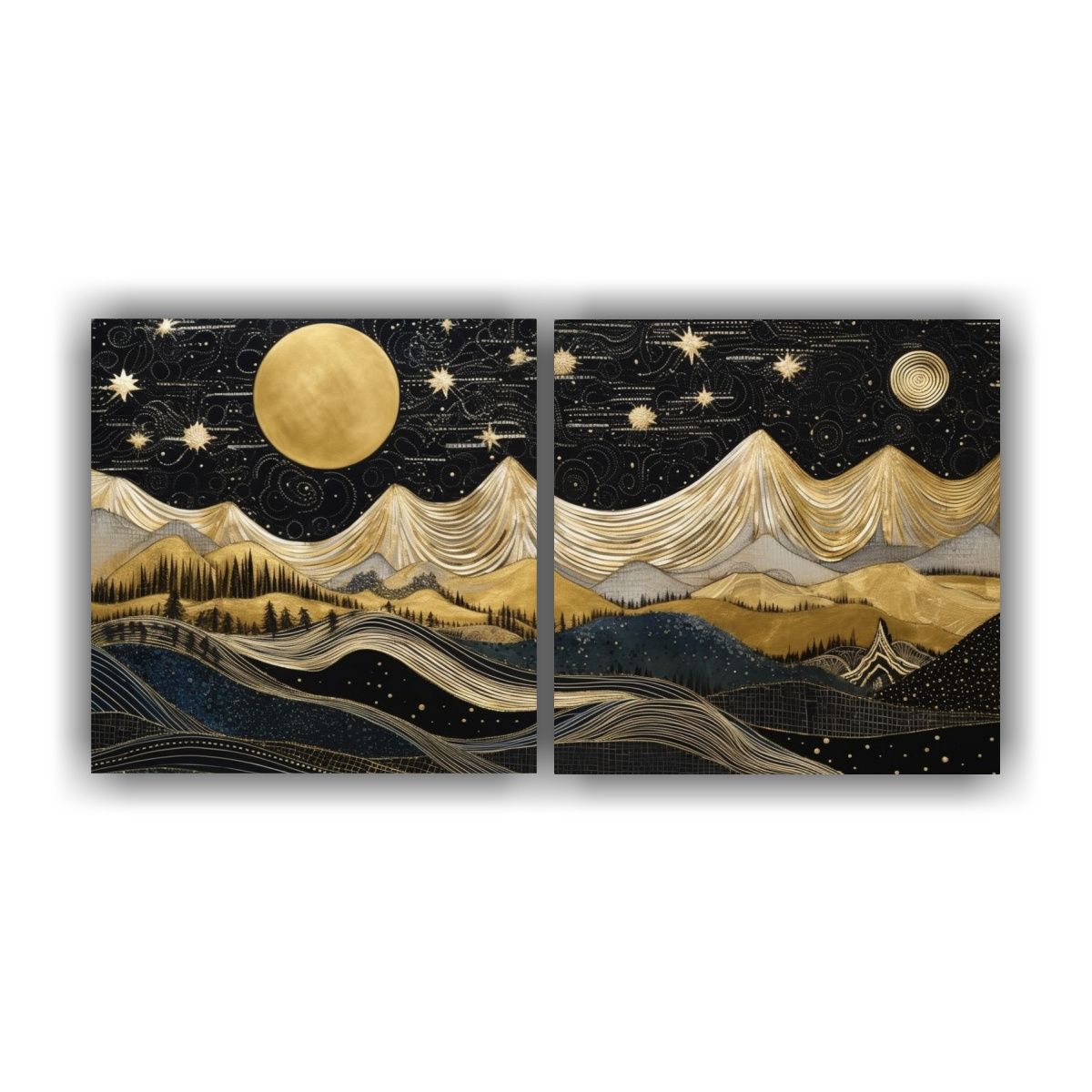 GENERICO - Pintura Composiciones Tonos Hogar Con Luna Y 120x60 Cm