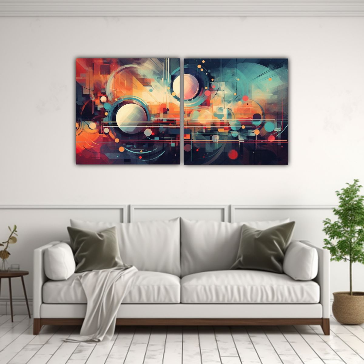 GENERICO - Set 2 Cuadros Pintura Mural Al óleo En Lienzo 160x80 Cm