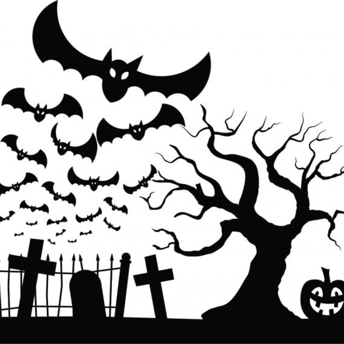 GENERICO - Decomural Halloween Graveyard Bats Pumpkin WS-45439