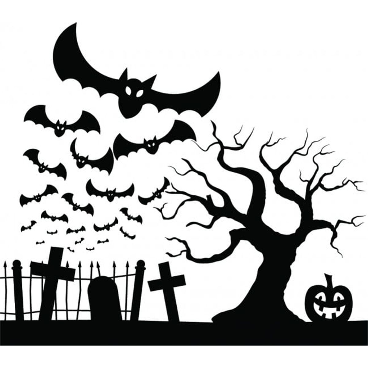 GENERICO - Decomural Halloween Graveyard Bats Pumpkin WS-45439