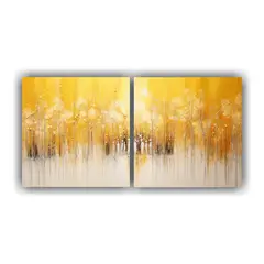 GENERICO - Cuadro Decorativo En Amarillo Y Plateado Estilo 140x70 Cm