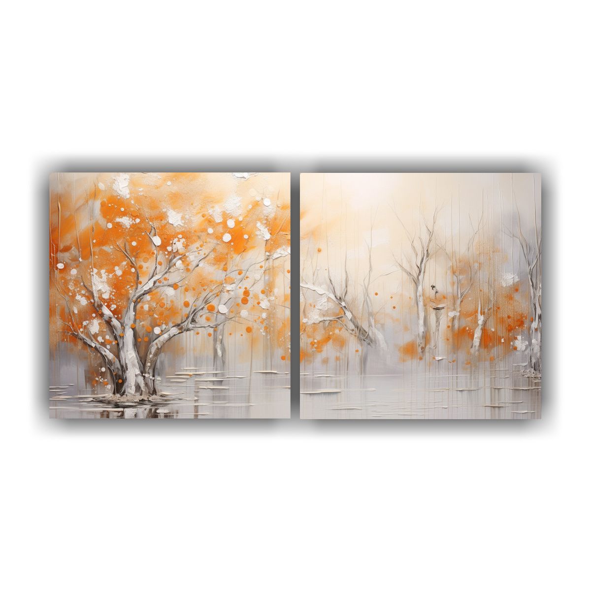 GENERICO - Lienzo De Tela En Colores Naranja Y Plateado Con 120x60 Cm