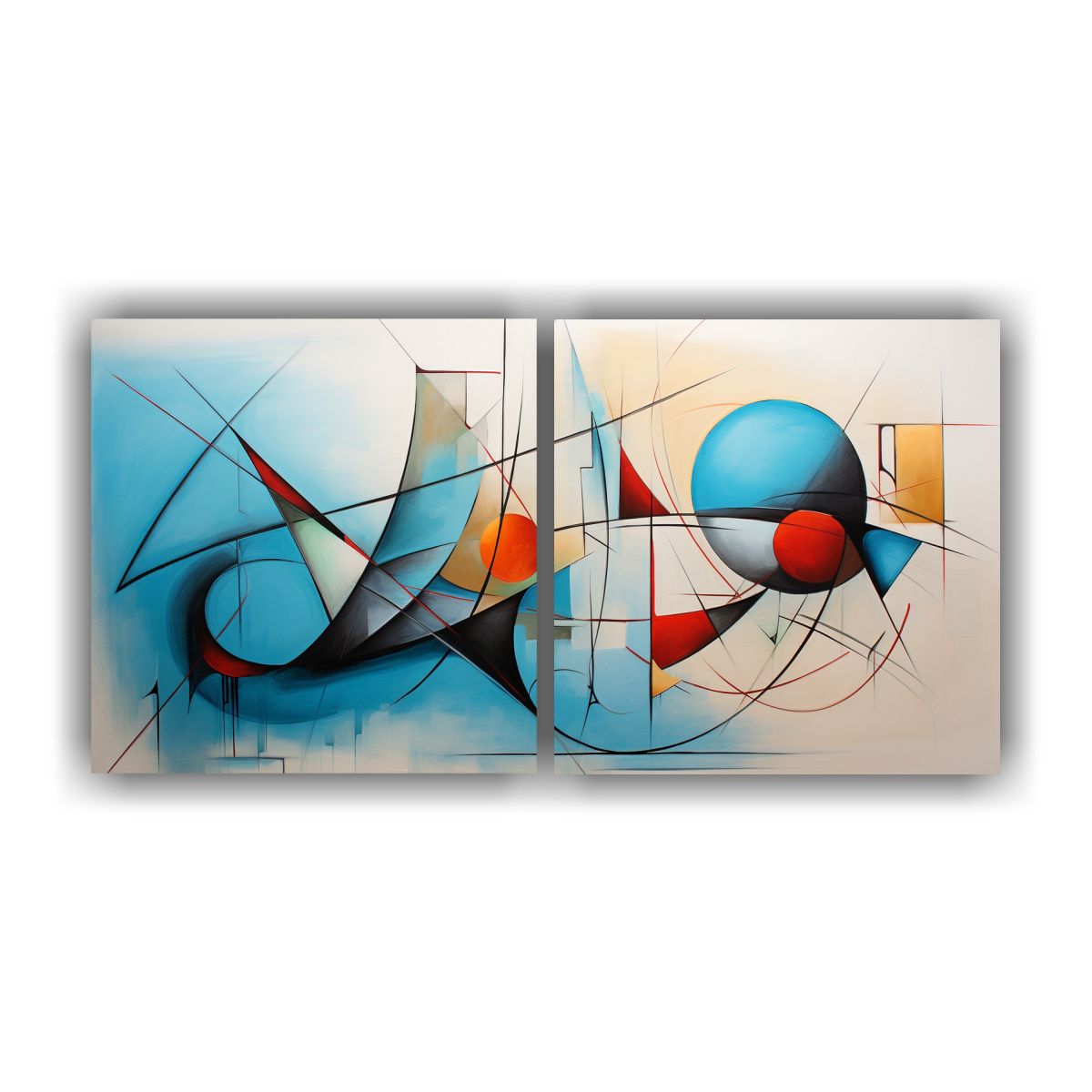 GENERICO - Cuadro Moderno Abstracto Con Finas Líneas En 140x70 Cm