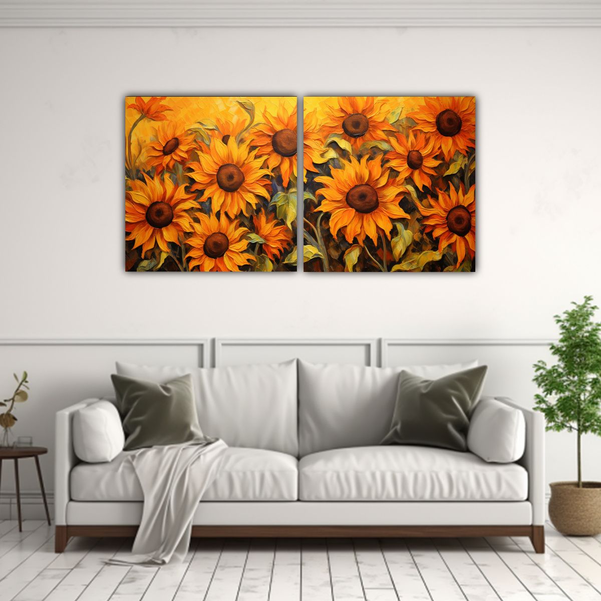 GENERICO - Conjunto De Telas Con Cuadro De Girasoles 120x60 Cm