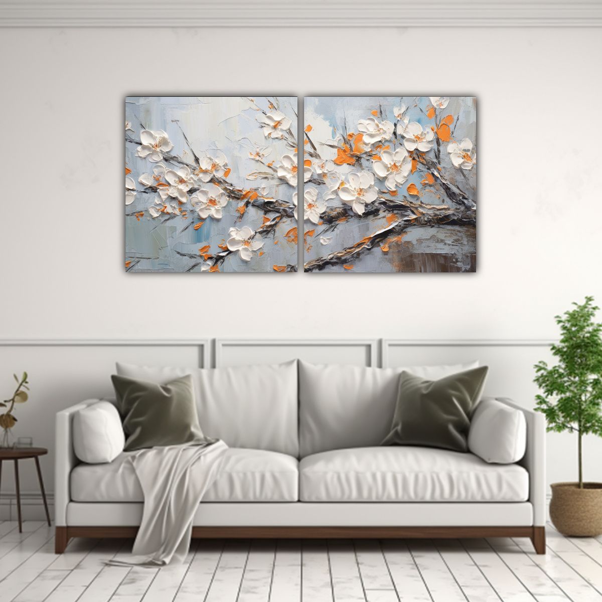 GENERICO - Pintura En Lienzo De Flores De Cerezo Naranjas 140x70 Cm