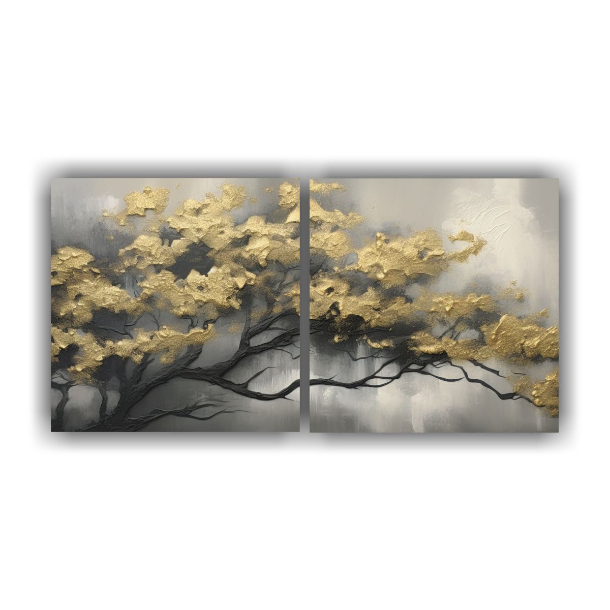 GENERICO - Pintura Abstracta De árbol Blanco Y Negro 140x70 Cm