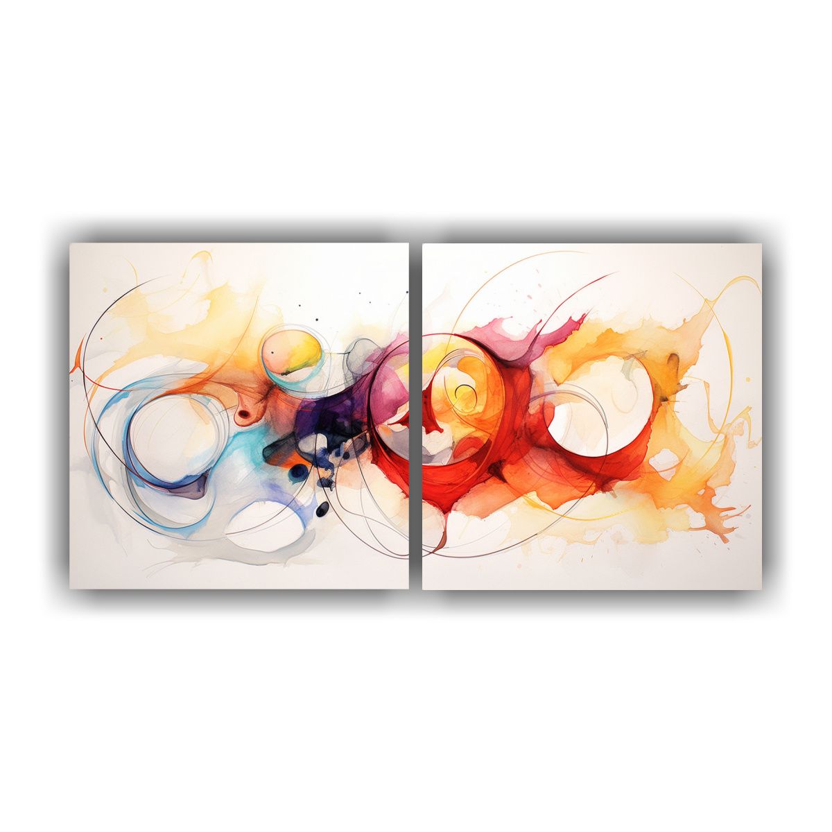 GENERICO - Cuadros Modernos Abstractos Con Acuarelas Para 140x70 Cm