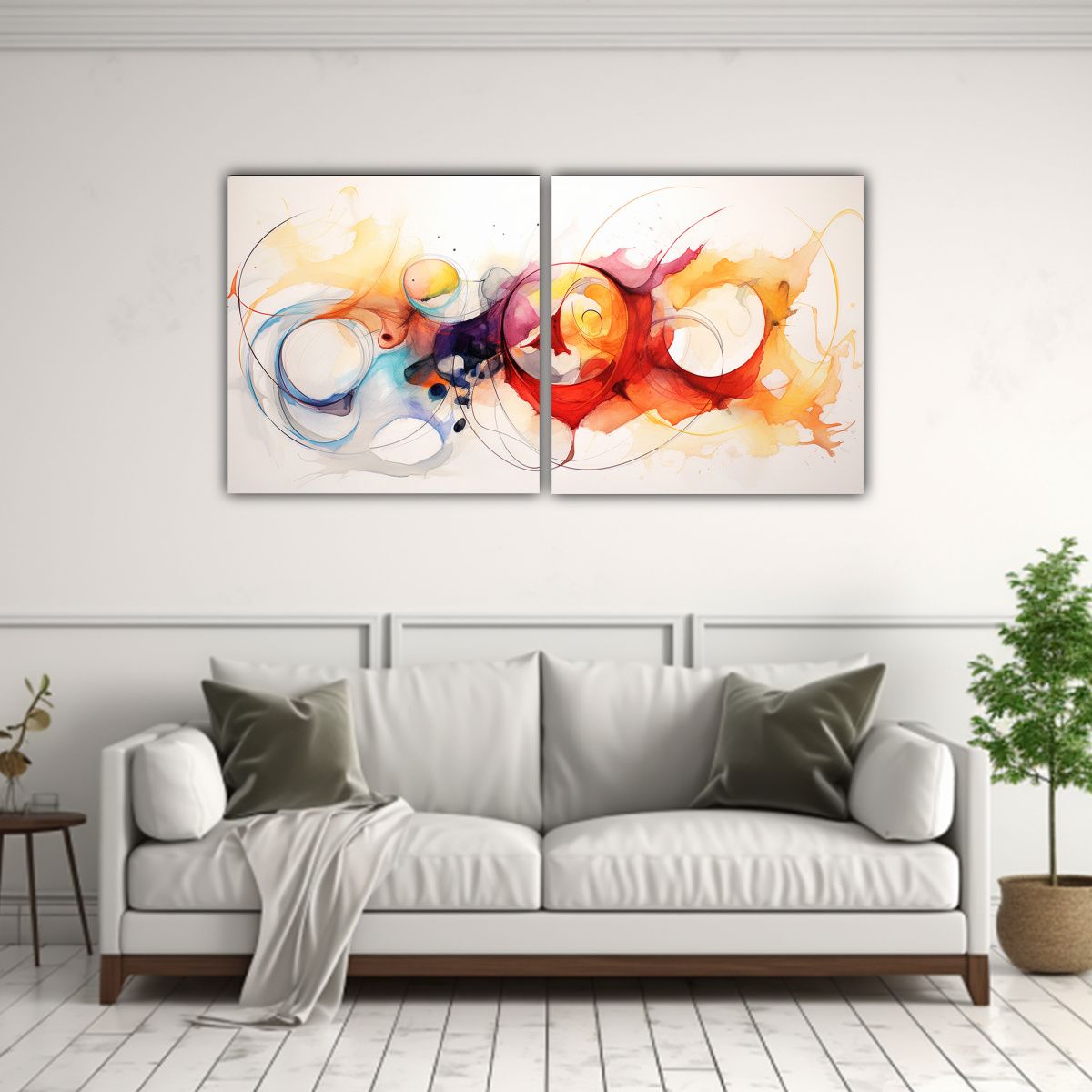 GENERICO - Cuadros Modernos Abstractos Con Acuarelas Para 120x60 Cm
