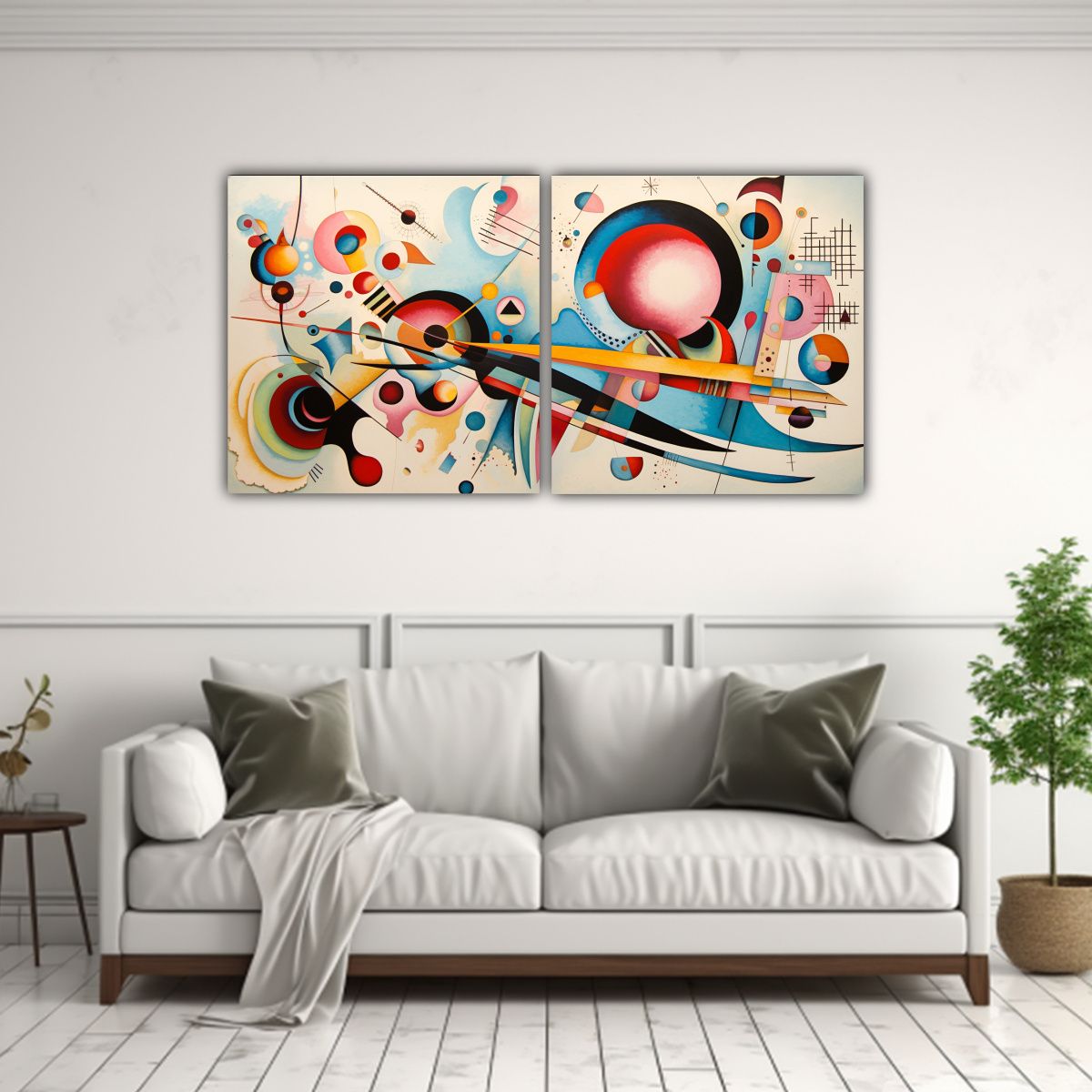 GENERICO - Pintura Abstracta De Wassily Kandinsky En Dos 140x70 Cm