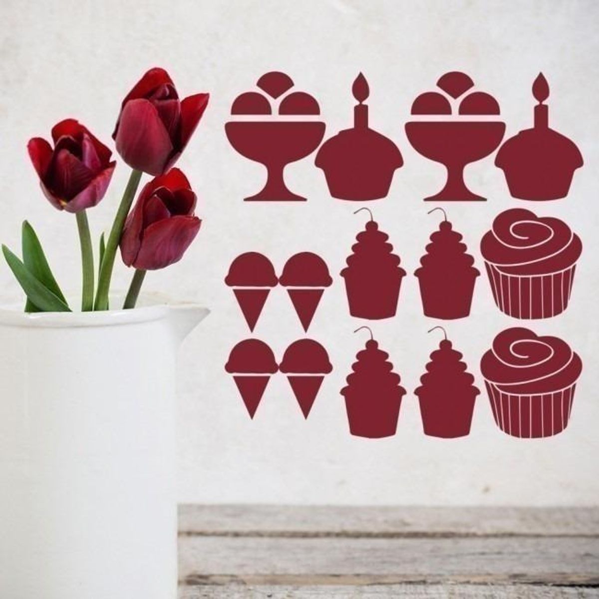 GENERICO - Decomural Cake Ice Cream Kitchen Cafe Set WS-33251