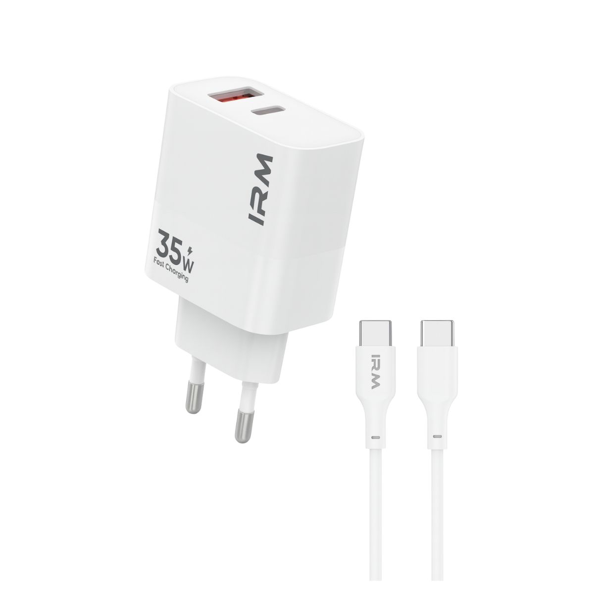 IRM - Cargador Carga Rápida 35w Doble Usb Usb-c + Cable Usb-c
