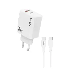 IRM - Cargador Carga Rápida 35w Doble Usb Usb-c + Cable Usb-c