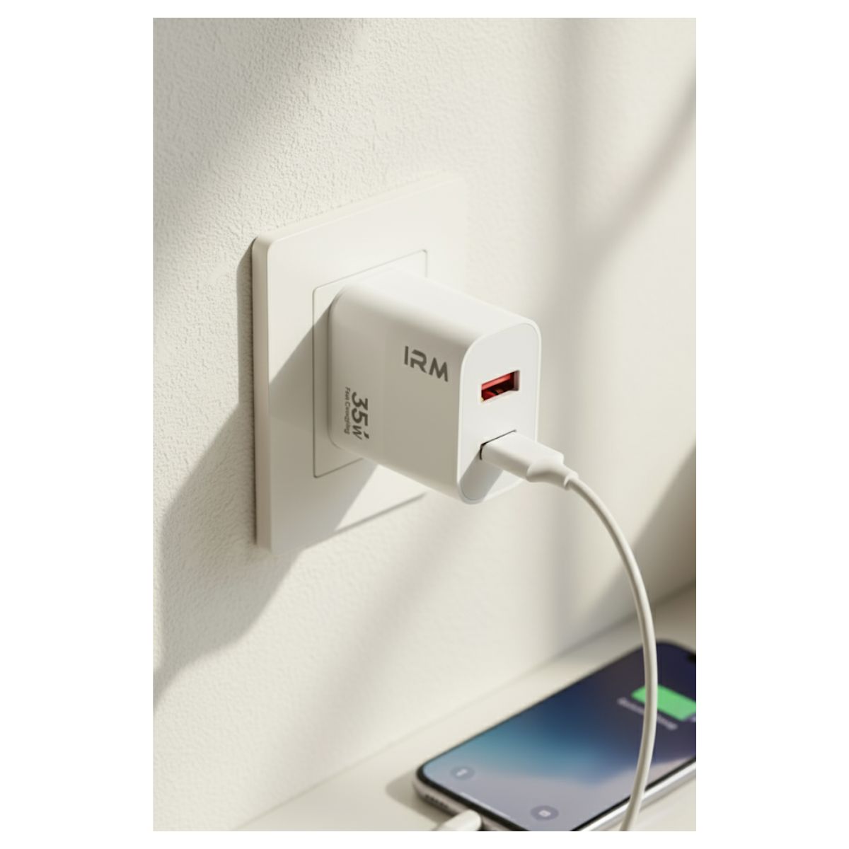 IRM - Cargador Carga Rápida 35w Doble Usb Usb-c + Cable Usb-c