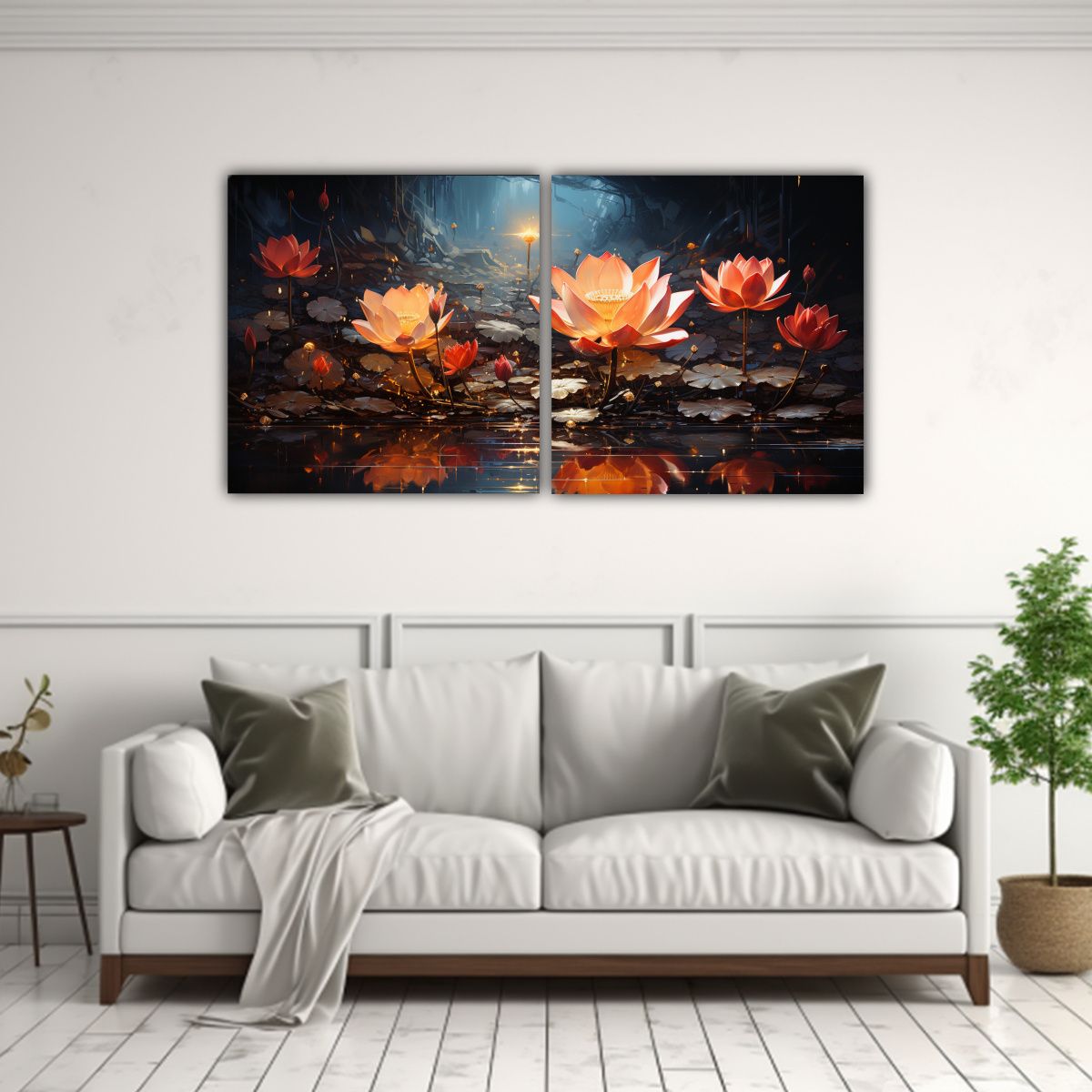 GENERICO - Pintura En Lienzo De Loto Negro Mágico Con 120x60 Cm