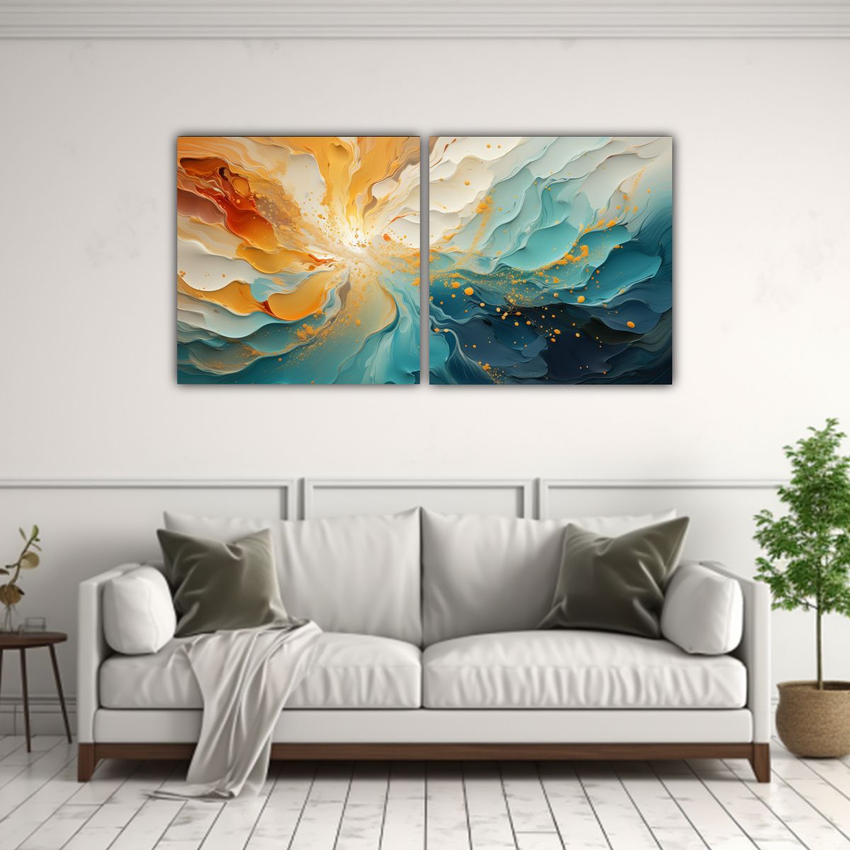 GENERICO - Set 2 Cuadros Moderno Armonía ¡Feliz Año Nuevo 120x60 Cm