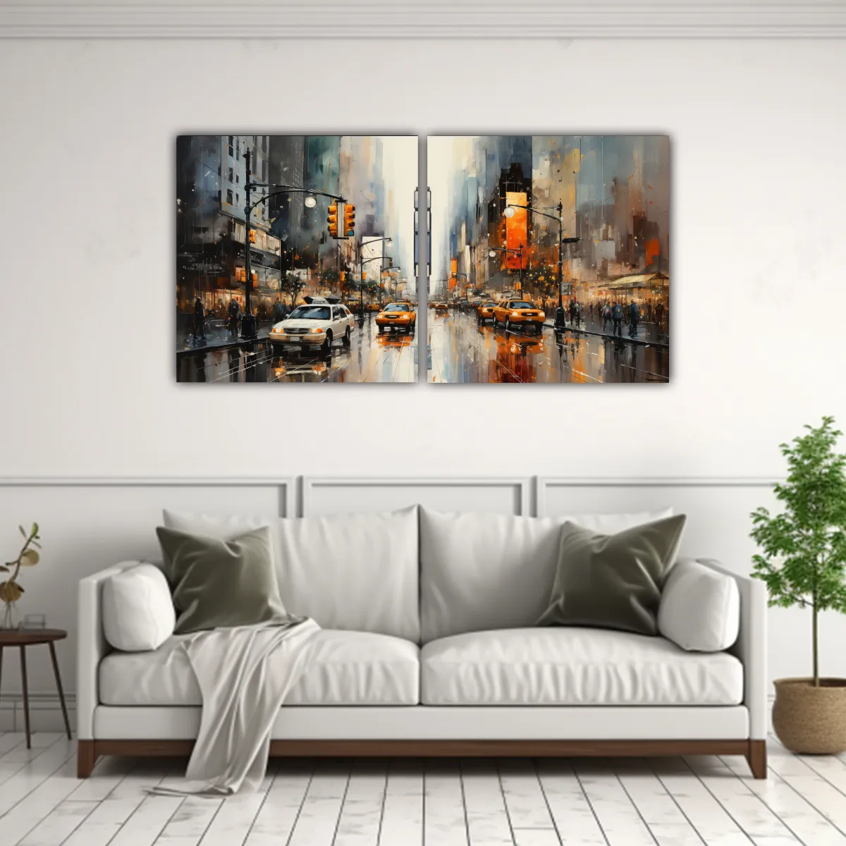 GENERICO - Cuadros Inspiradores De Nueva York En Estilo Gris 140x70 Cm