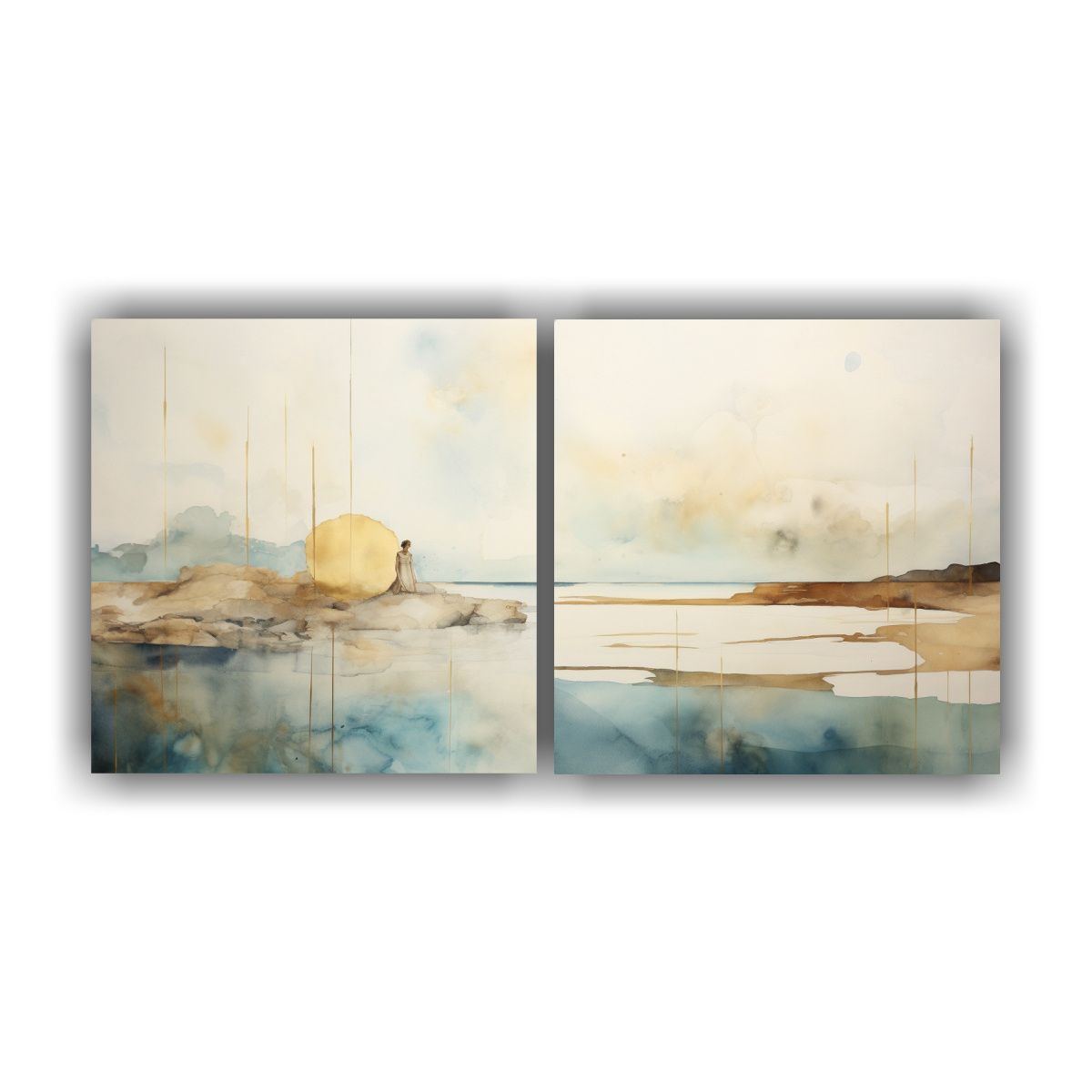GENERICO - Pintura Abstracción Minimalista Con Acuarela 140x70 Cm