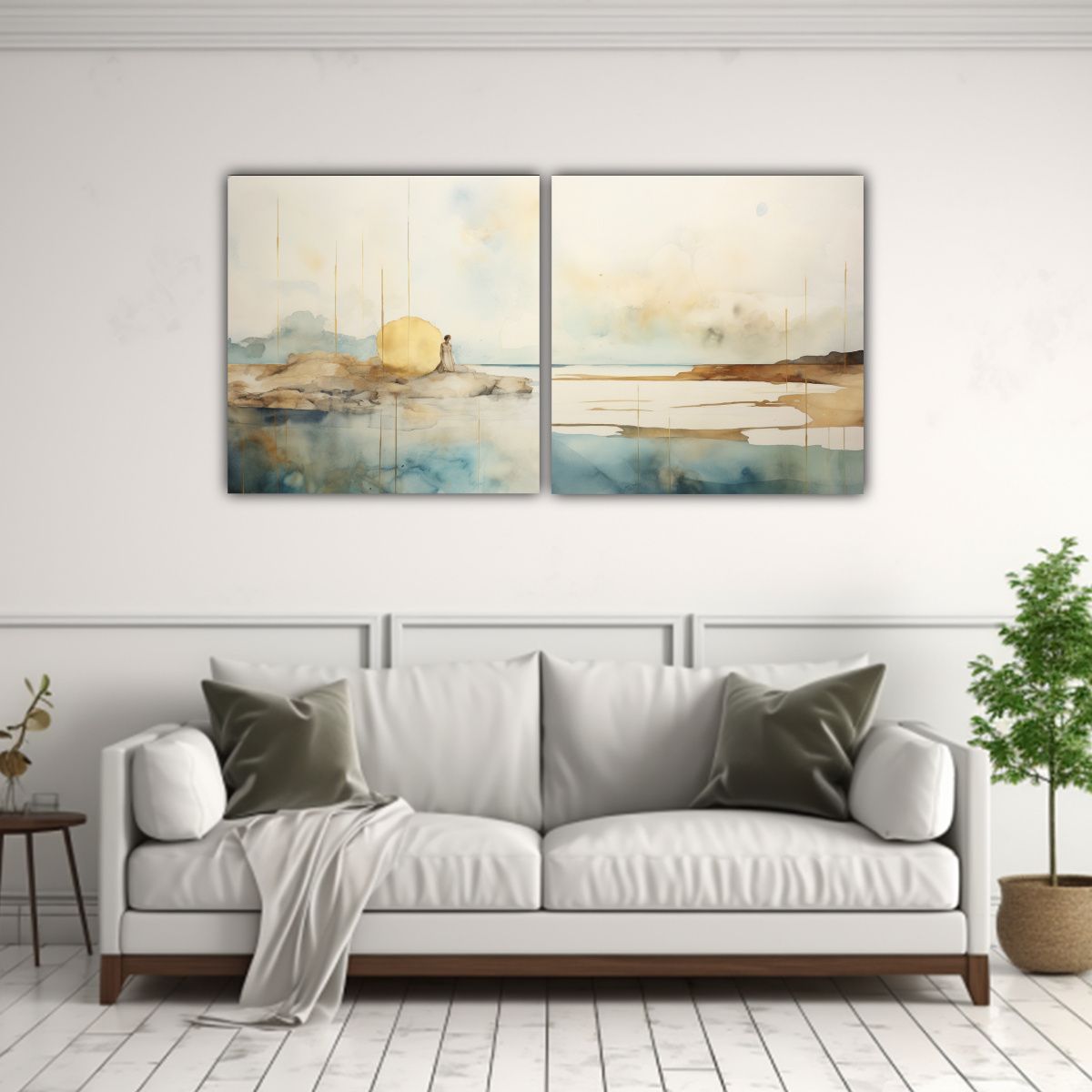 GENERICO - Pintura Abstracción Minimalista Con Acuarela 140x70 Cm