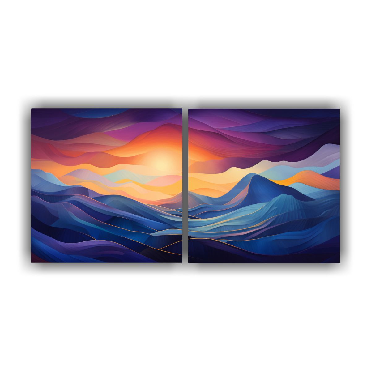 GENERICO - Cuadros Abstractos Montañas Al Anochecer 140x70 Cm