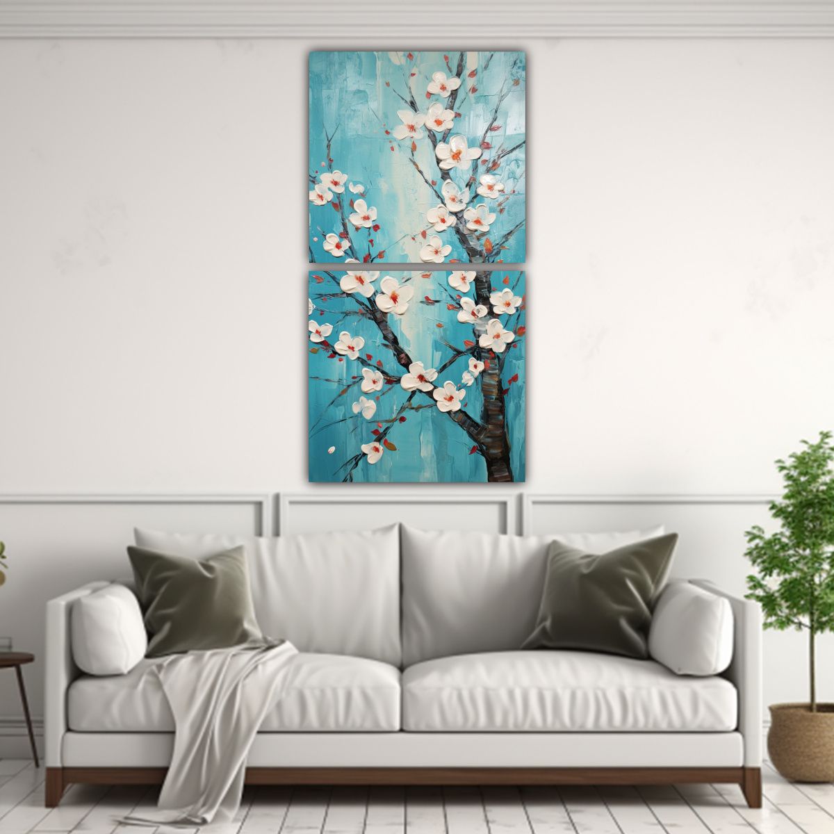 GENERICO - Pintura En Lienzo Alta Calidad De Cerezos 70x140 Cm