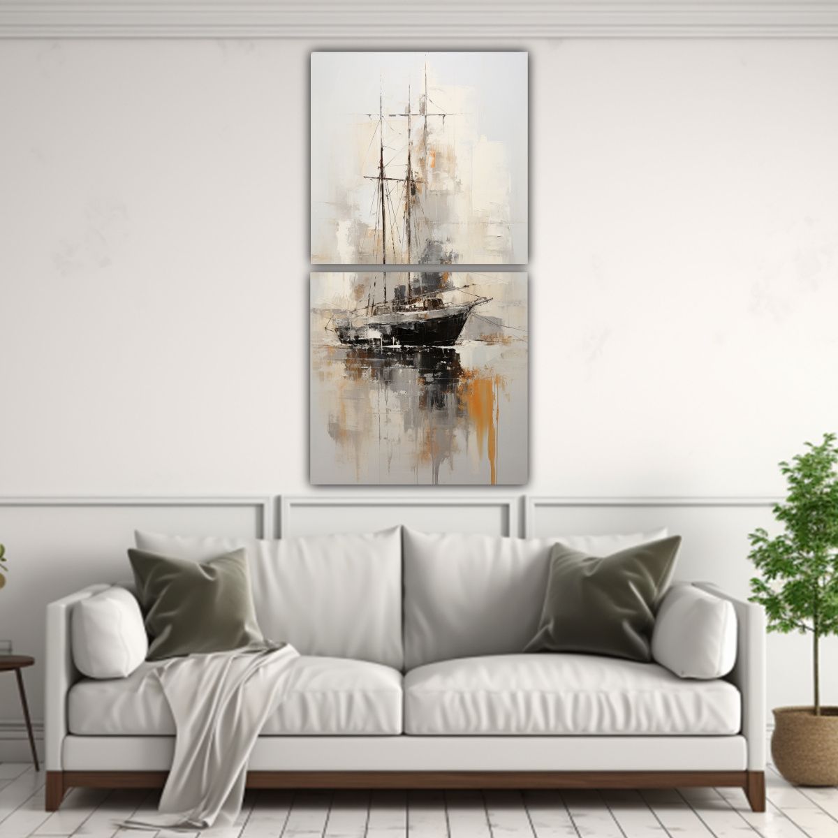 GENERICO - Pinturas Abstractas De Barco En Blanco Y Negro 70x140 Cm