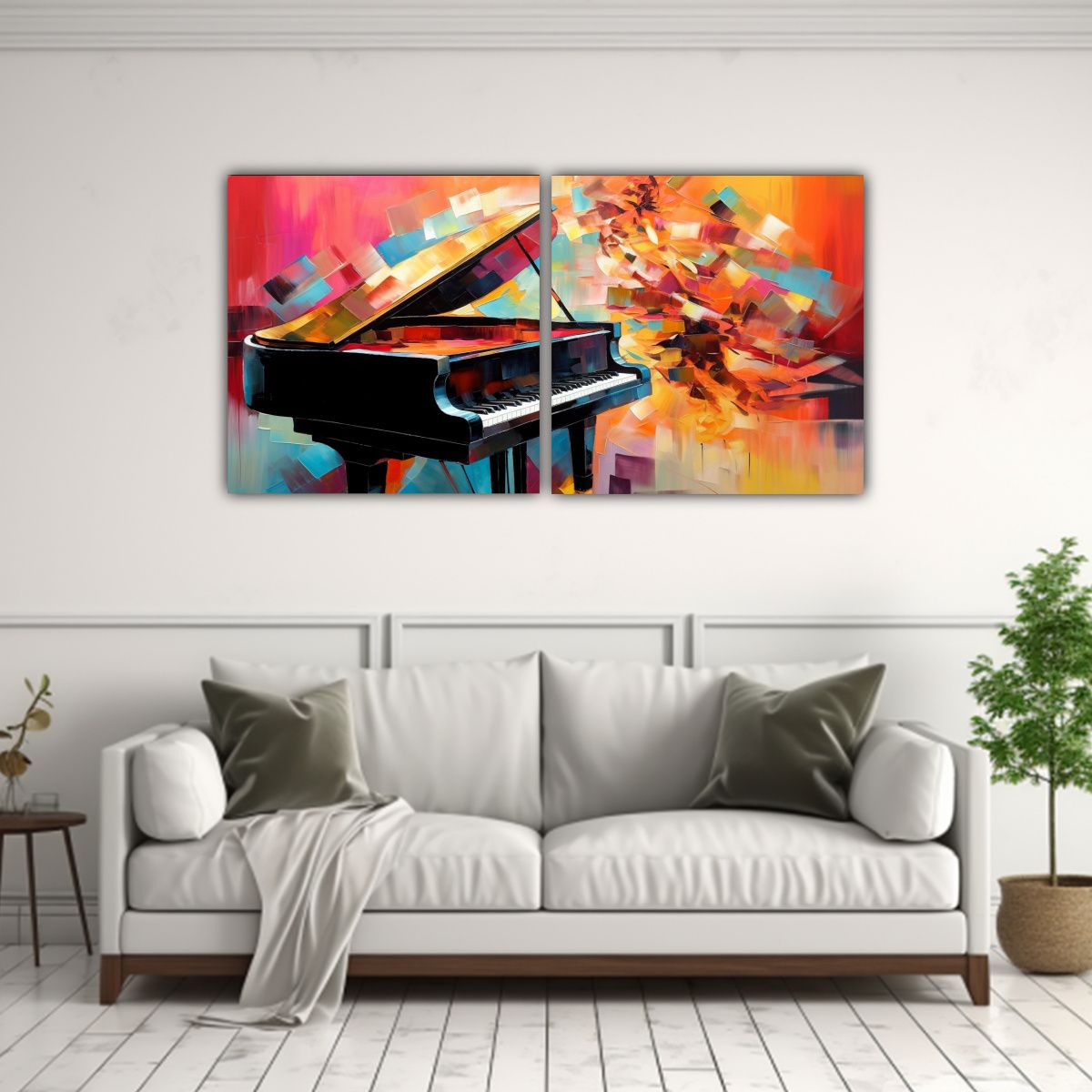 GENERICO - Pinturas Abstractas De Piano Jazz Vibrantes Y 140x70 Cm