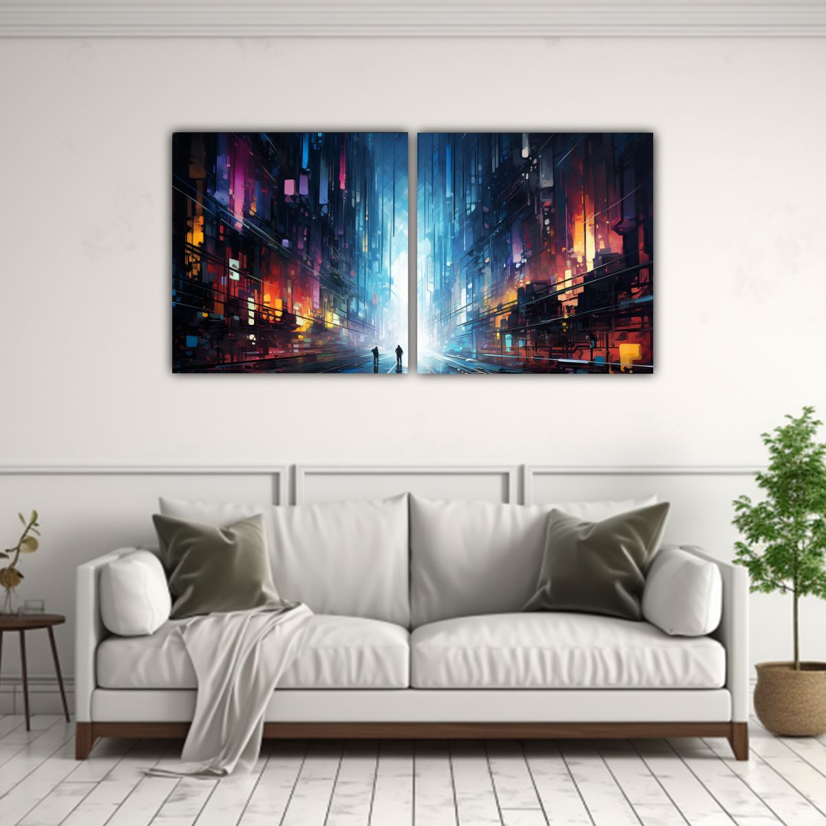 GENERICO - Pinturas Abstractas De Una Metrópolis Futurista 140x70 Cm