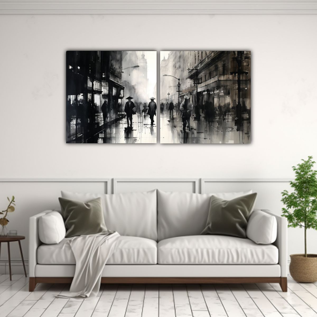 GENERICO - Díptico Patron Intenso Para Sala Con Dibujo En 140x70 Cm