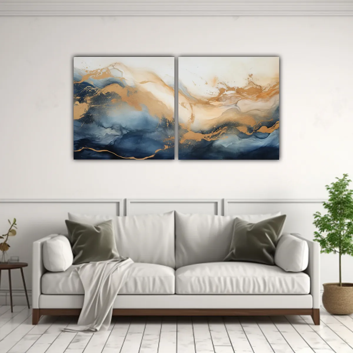 GENERICO - Pintura Abstracta Flujo Acrílico Set 2 Artes 140x70 Cm
