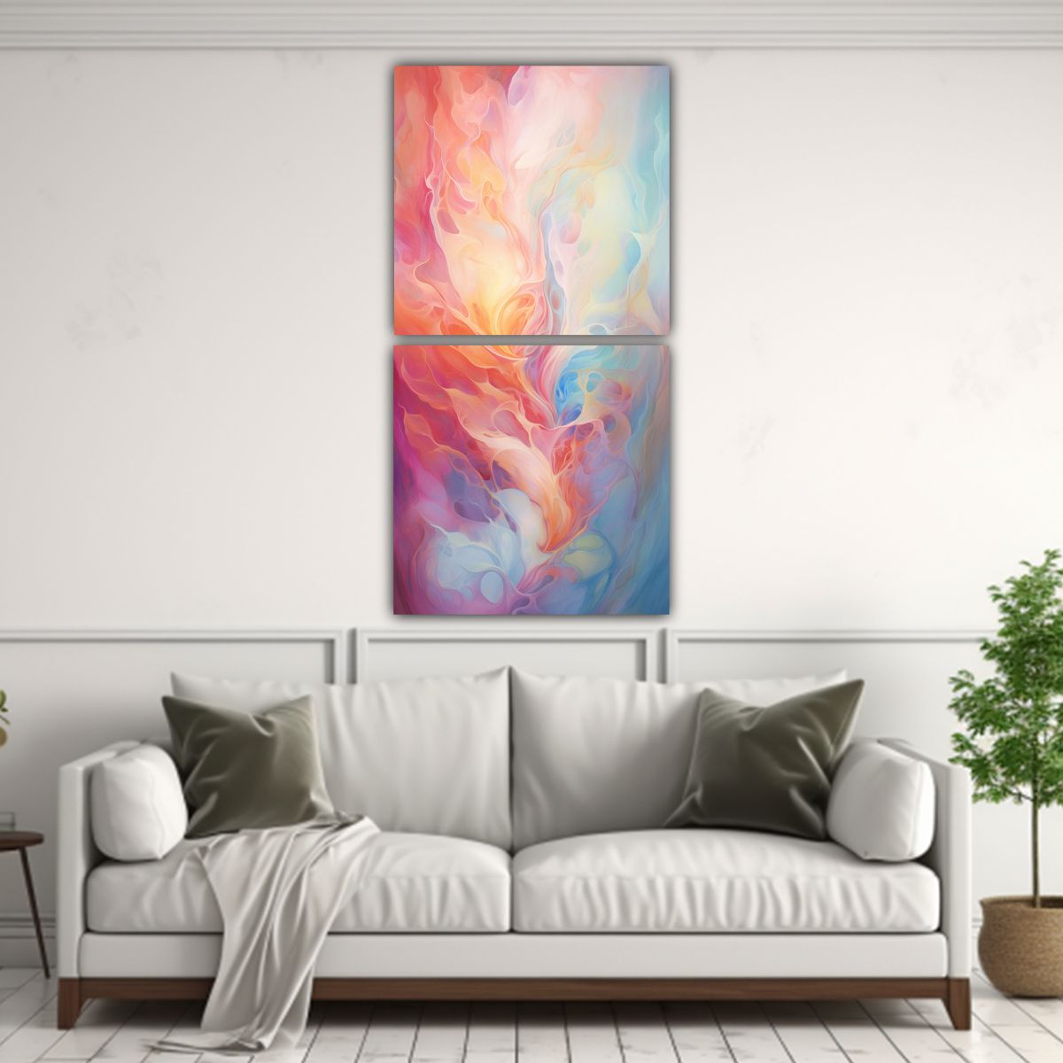 GENERICO - Díptico Impreso De Decoraciones De Arte 70x140 Cm