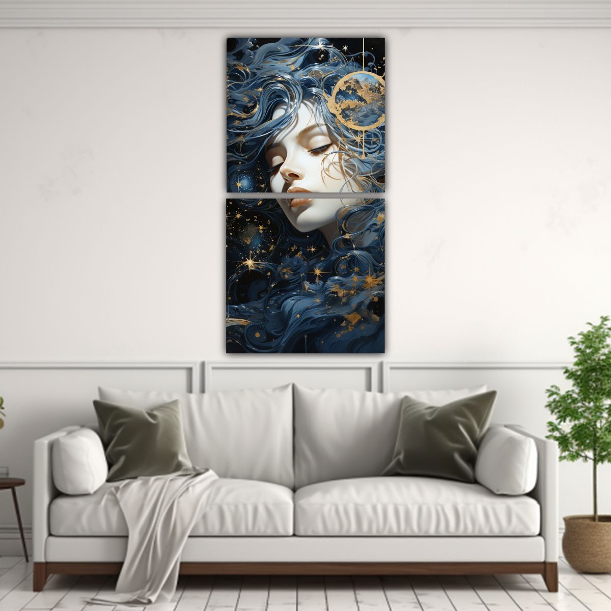 GENERICO - Pintura Decorativa Con Luna Y Montañas 80x160 Cm