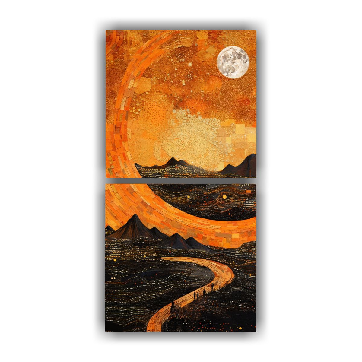 GENERICO - Pintura Minimalista De Montaña Y Luna En Lienzo 80x160 Cm
