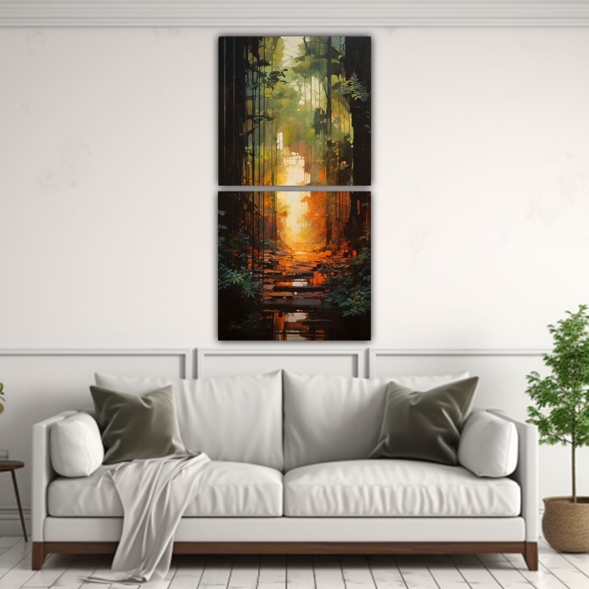 GENERICO - Díptico Composición Bosque Pasaje Abstracto A 70x140 Cm