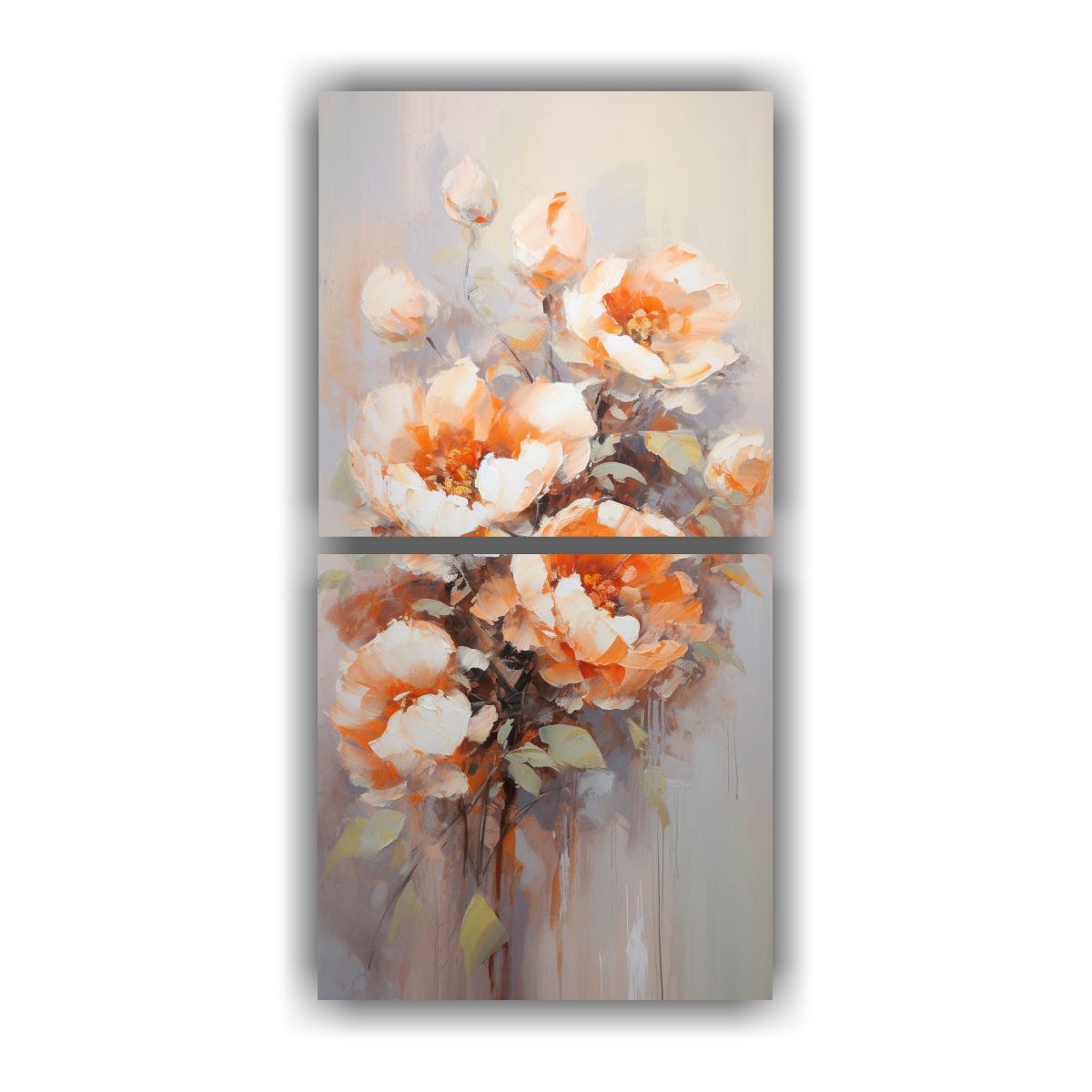 GENERICO - Cuadro Urbano De Peonías Naranjas En Lienzo 70x140 Cm