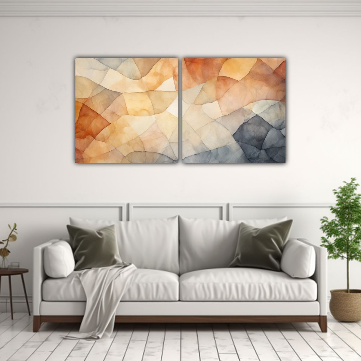 GENERICO - Set 2 Cuadros Pared Representación Abstracta 140x70 Cm