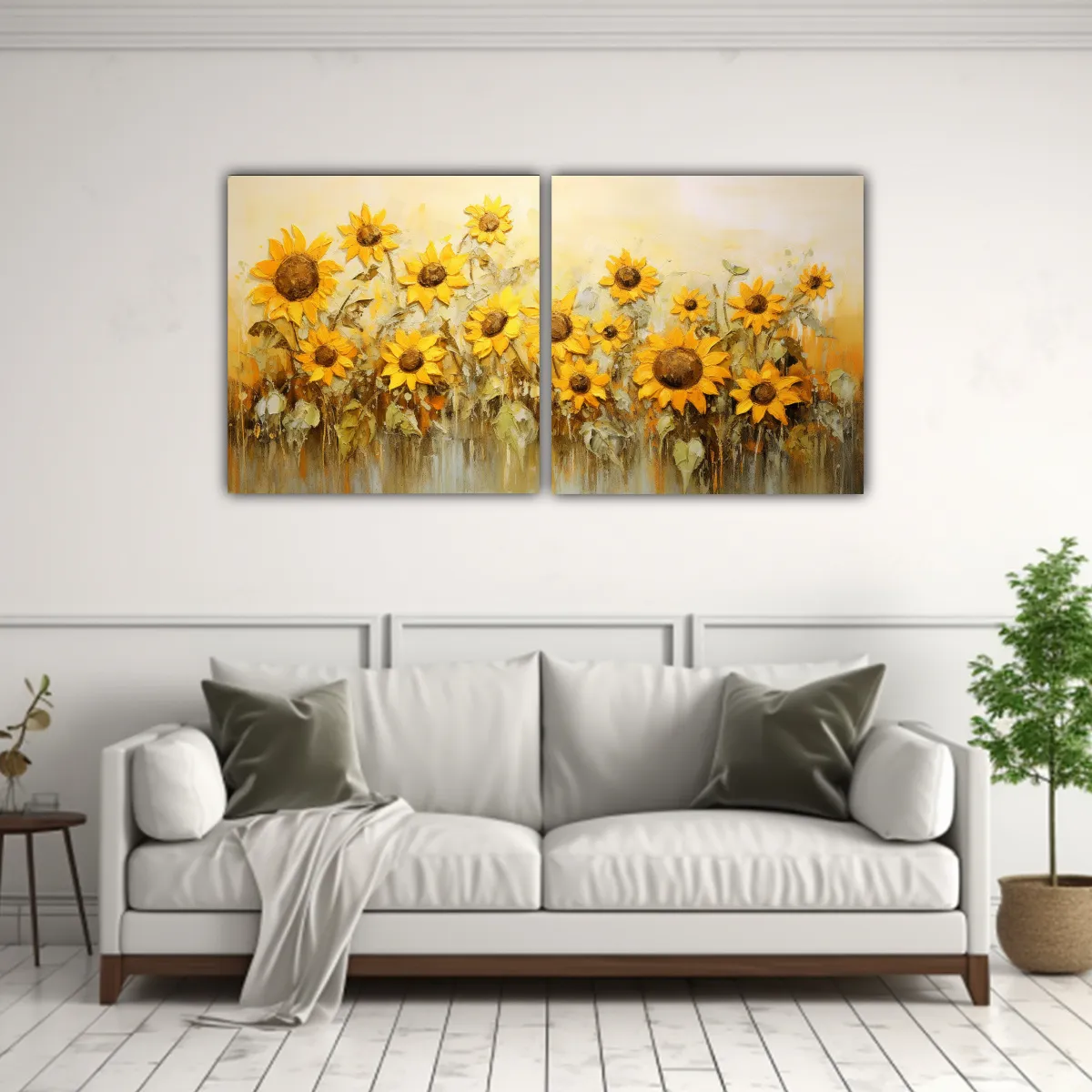 GENERICO - Cuadro Impreso Época Girasoles Amarillos En El 120x60 Cm