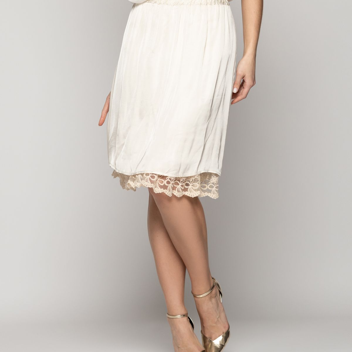 LINEATRE - Falda Mujer Fenicia Blanco Crudo Con Encaje Lineatre