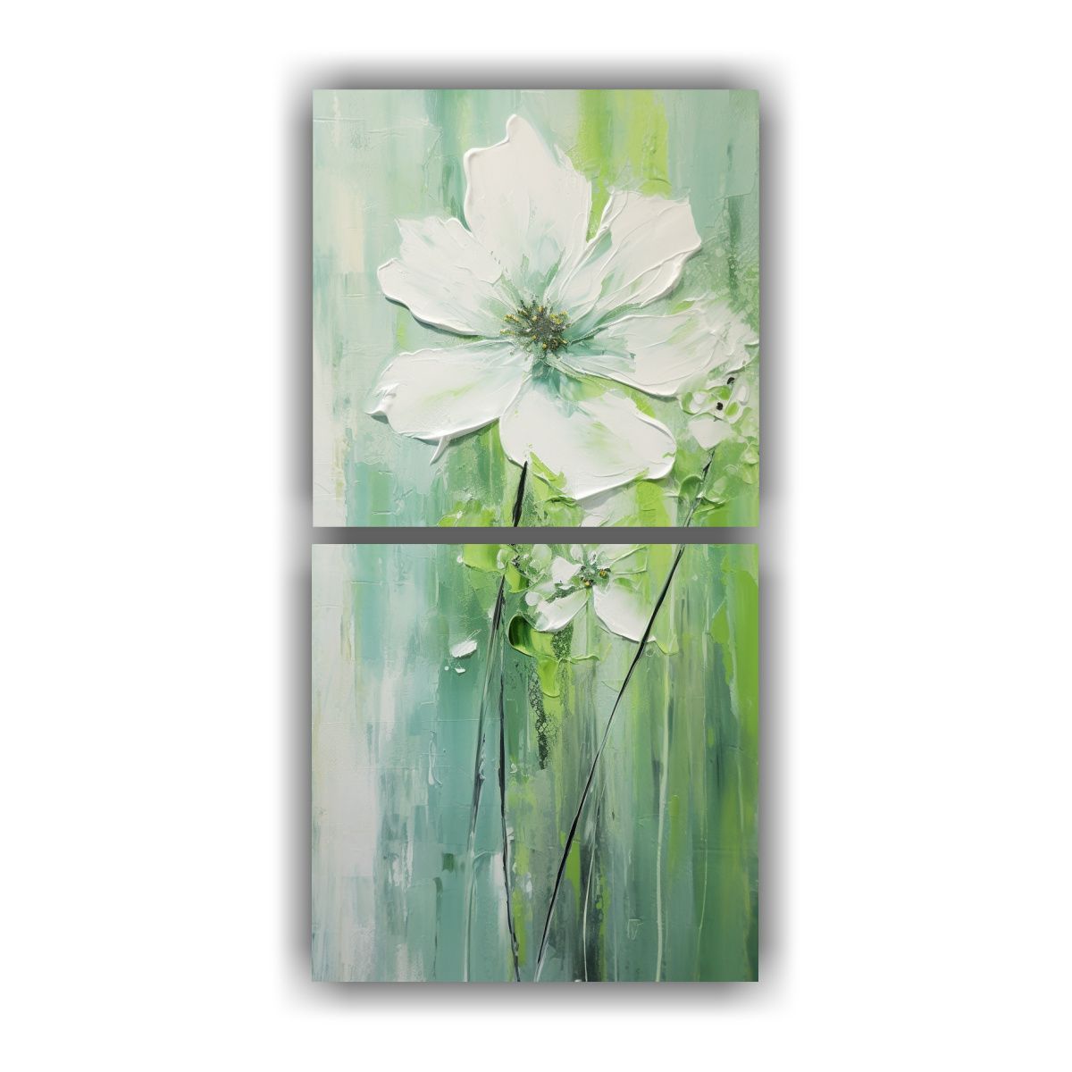 GENERICO - Cuadro De Tela De Flores Verdes En Estilo 70x140 Cm