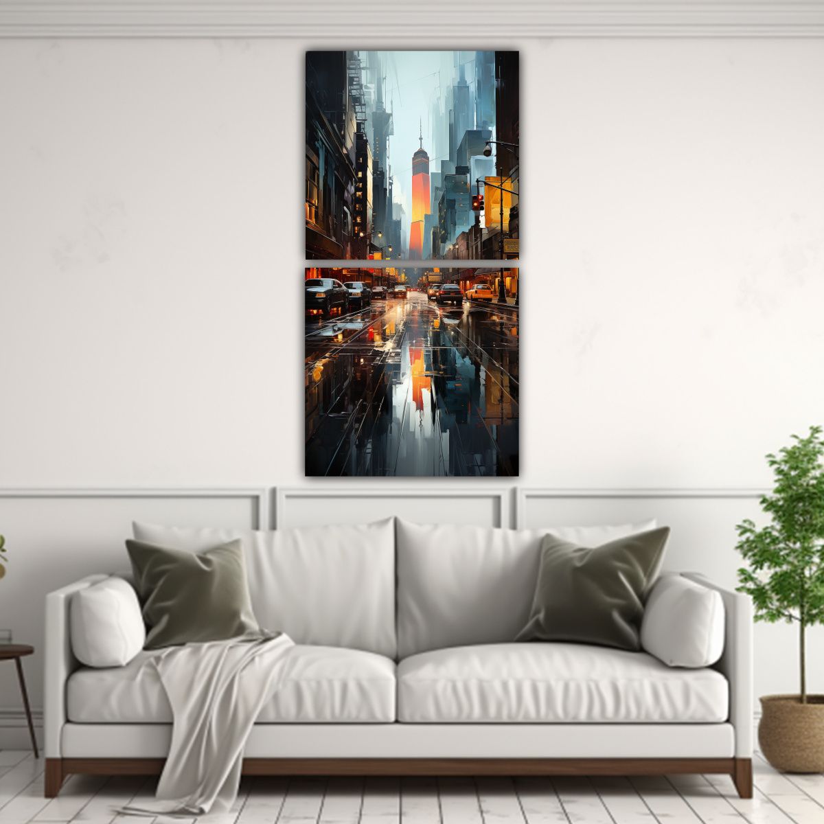 GENERICO - Cuadro Impreso Minimalista De Una Ciudad 80x160 Cm
