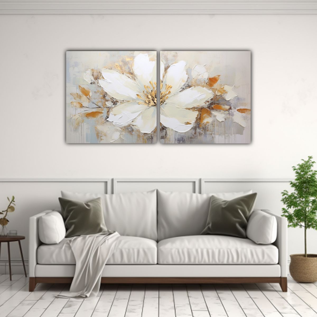 GENERICO - Pintura En Lienzo Estilo Moderno De Flor Blanca 120x60 Cm