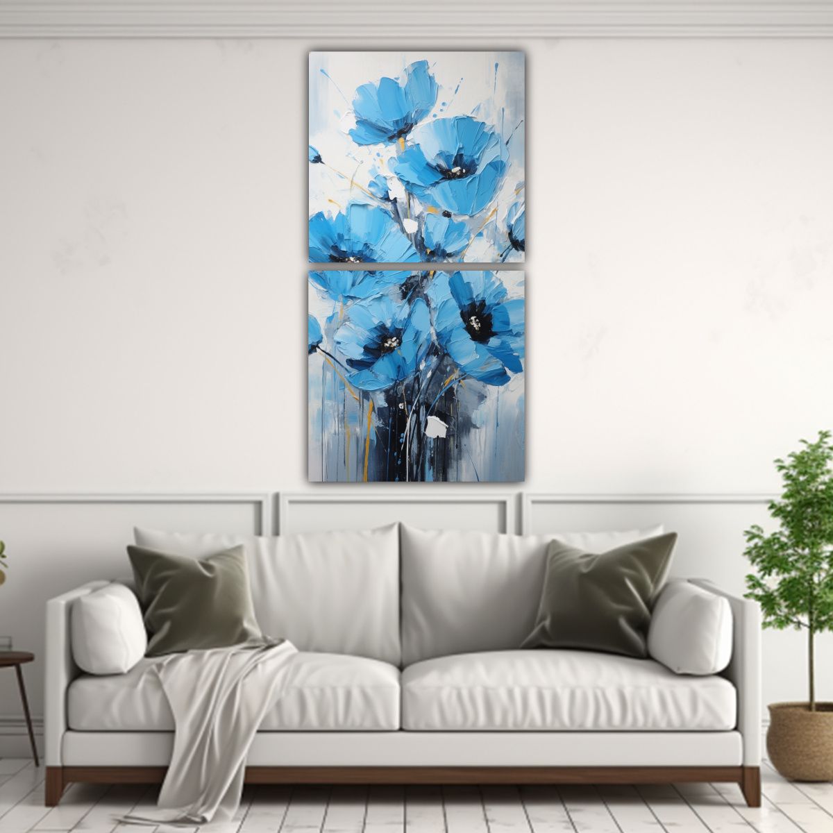 GENERICO - Pintura En Lienzo Juvenil De Amapolas Azules En 70x140 Cm