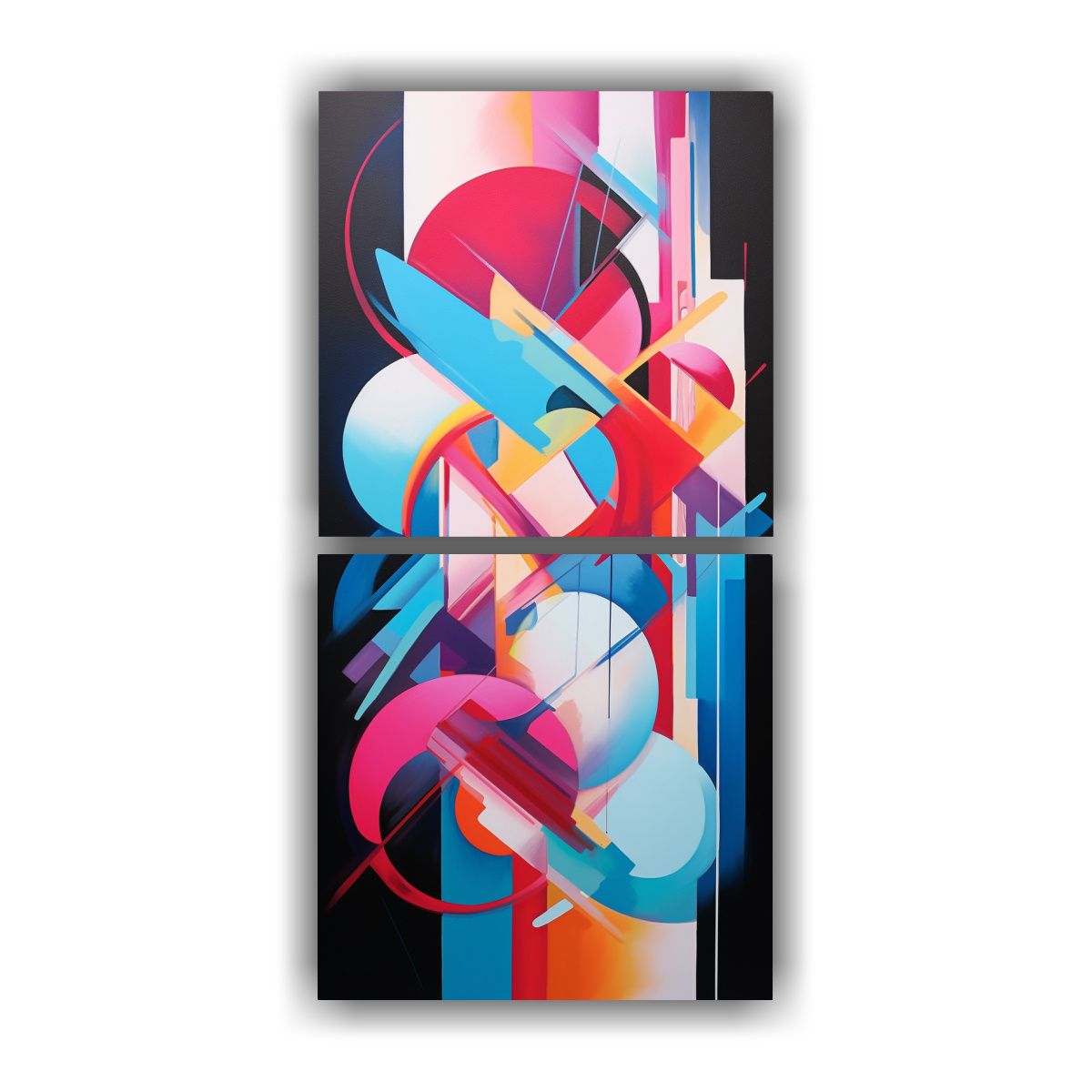 GENERICO - Conjunto 2 Lienzos Verticales Abstracto Alegre 80x160 Cm