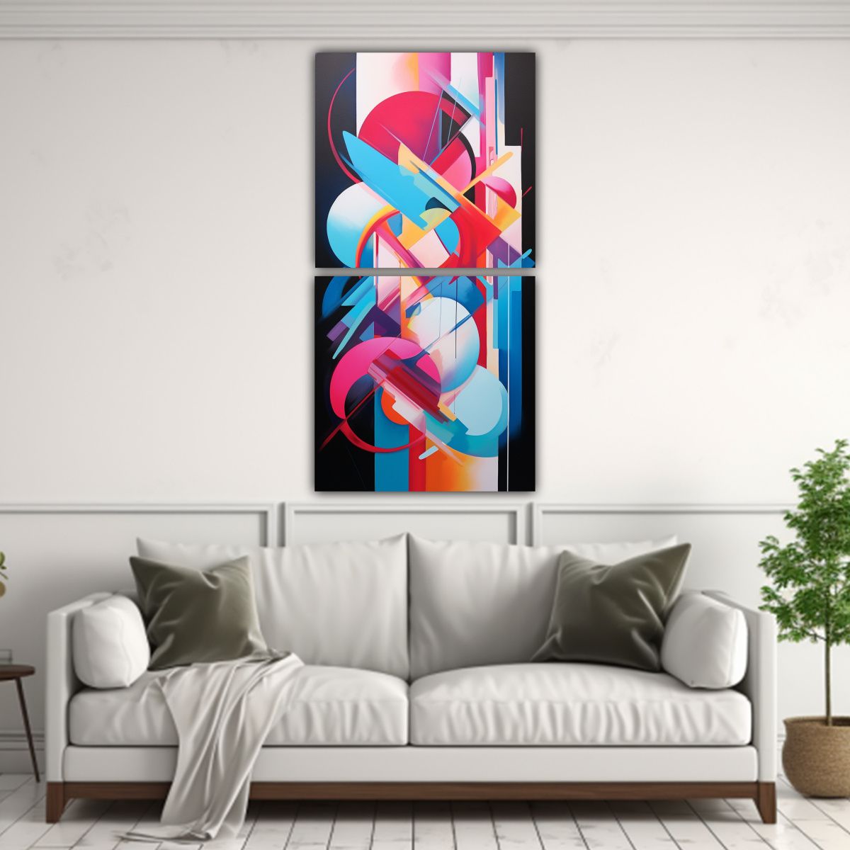 GENERICO - Conjunto 2 Lienzos Verticales Abstracto Alegre 80x160 Cm