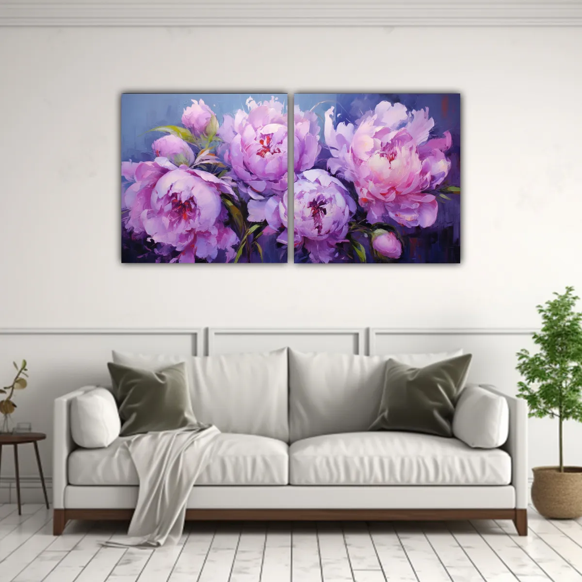 GENERICO - Pintura En Lienzo De PEONÍAS Con Vibrantes 120x60 Cm