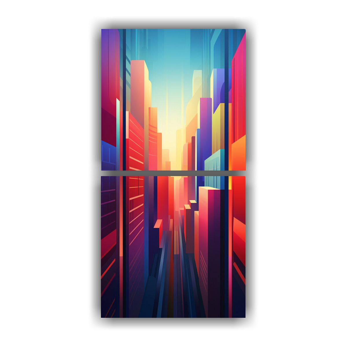 GENERICO - Cuadro Acuarela Ciudad Moderna Skyline Pintura 80x160 Cm