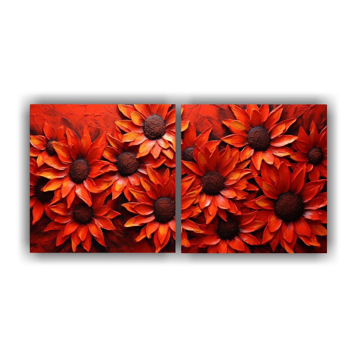 GENERICO - Cuadros Composición Adorno Sol Rojo Pintura En 140x70 Cm