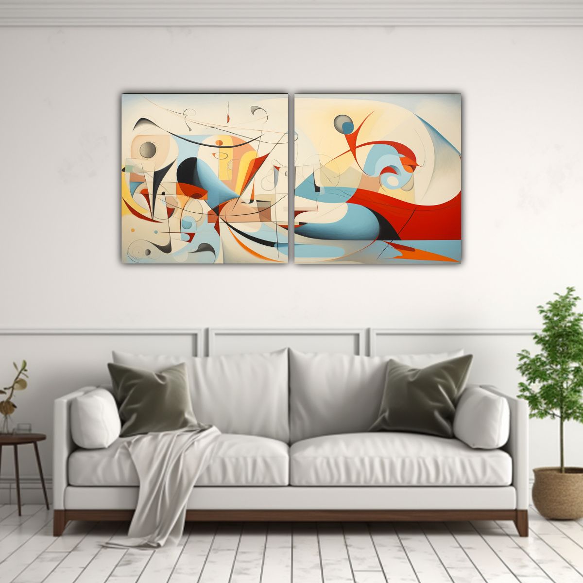 GENERICO - Diptico Colorido Abstracto Historia Arte Viaje 140x70 Cm