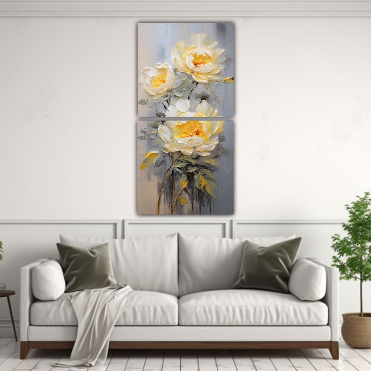GENERICO - Díptico Impreso Profundidad Flores Amarillas 70x140 Cm